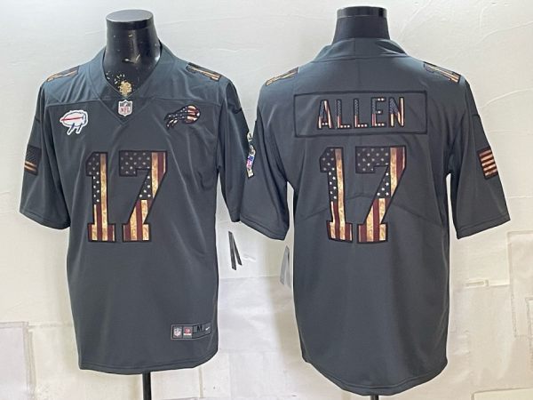 Bills #17 Josh Allen Gray Patriotic Football Jersey Men’s Stitched NFL Elite Jersey KKF006 – 2026–27