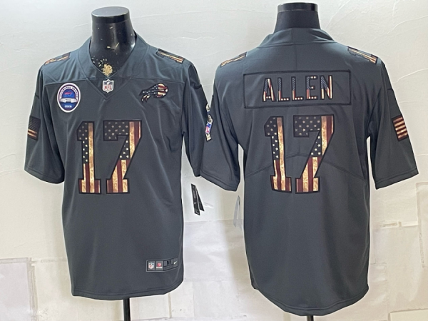 Bills #17 Josh Allen Gray Patriotic Football Jersey Men’s Stitched NFL Elite Jersey KKF007 – 2026–27