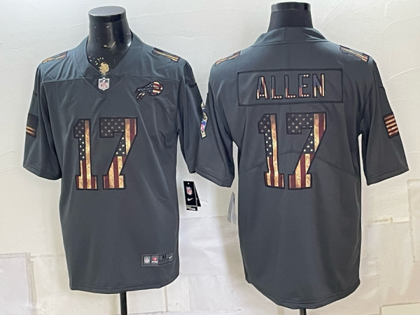 Bills #17 Josh Allen Gray Patriotic Football Jersey Men’s Stitched NFL Elite Jersey KKF008 – 2026–27