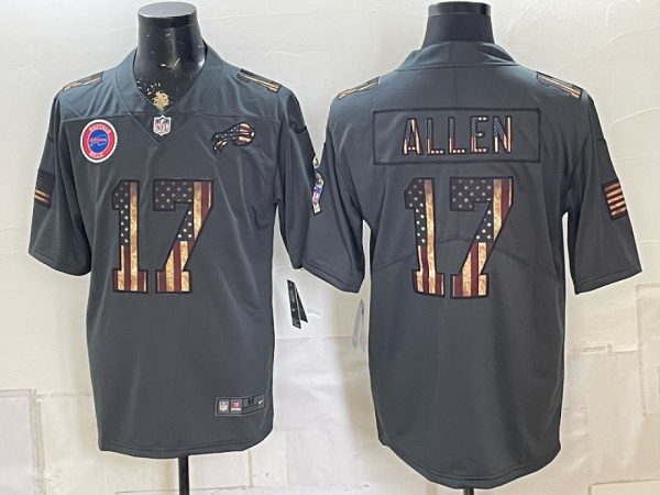 Bills #17 Josh Allen Gray Patriotic Football Jersey Men’s Stitched NFL Elite Jersey KKF009 – 2026–27