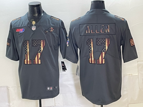 Bills #17 Josh Allen Gray Patriotic Football Jersey Men’s Stitched NFL Elite Jersey KKF010 – 2026–27