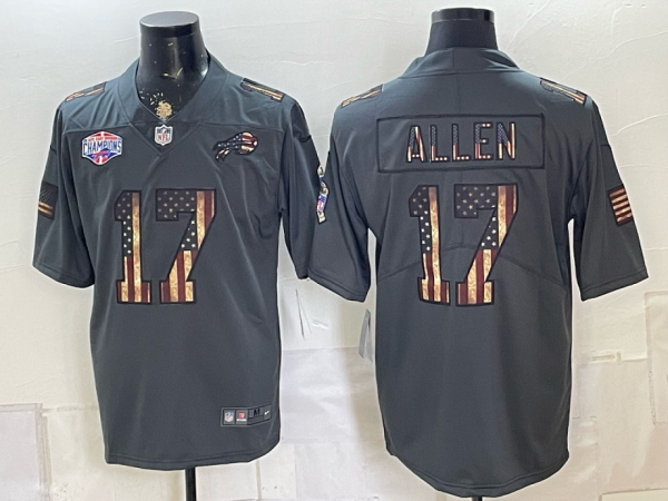 Bills #17 Josh Allen Gray Patriotic Football Jersey Men’s Stitched NFL Elite Jersey KKF011 – 2026–27