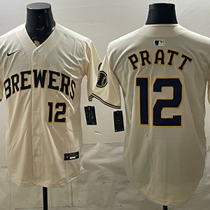 Brewers #12 Cooper Pratt Cream Vintage Baseball Jersey New Cool Base Stitched MLB Jersey KKF032 – 2026–27
