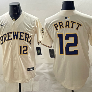 Brewers #12 Cooper Pratt Cream Vintage Baseball Jersey New Cool Base Stitched MLB Jersey KKF033 – 2026–27
