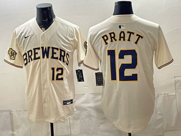 Brewers #12 Cooper Pratt Cream Vintage Baseball Jersey New Cool Base Stitched MLB Jersey KKF033 – 2026–27