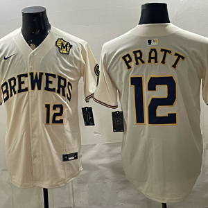 Brewers #12 Cooper Pratt Cream Vintage Baseball Jersey New Cool Base Stitched MLB Jersey KKF034 – 2026–27