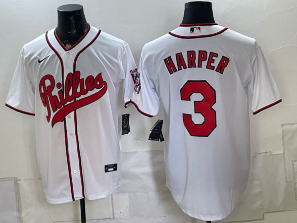 Phillies #3 Bryce Harper White Classic Baseball Jersey New Cool Base Stitched MLB Jersey KKF039 – 2026–27