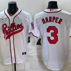 Phillies #3 Bryce Harper White Classic Baseball Jersey New Cool Base Stitched MLB Jersey KKF041 – 2026–27