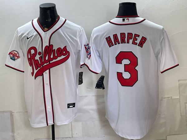 Phillies #3 Bryce Harper White Classic Baseball Jersey New Cool Base Stitched MLB Jersey KKF041 – 2026–27