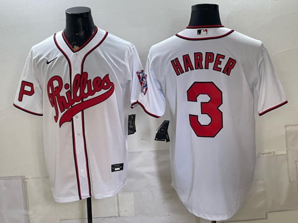 Phillies #3 Bryce Harper White Classic Baseball Jersey New Cool Base Stitched MLB Jersey KKF042 – 2026–27