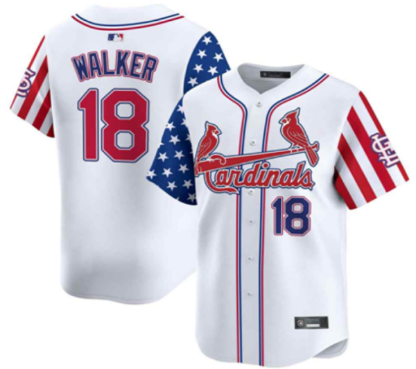 Cardinals #18 Jordan Walker White Stars and Stripes Baseball Jersey New Cool Base Stitched MLB Jersey KKF043 – 2026–27