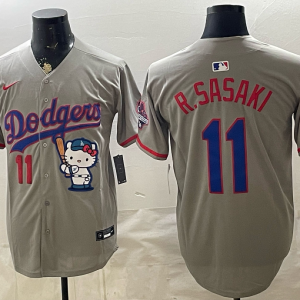 Dodgers #11 Roki Sasaki Gray Hello Kitty Baseball Jersey New Cool Base Stitched MLB Jersey KKF046 – 2026–27