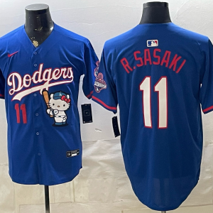 Dodgers #11 Roki Sasaki Royal Blue Hello Kitty Baseball Jersey New Cool Base Stitched MLB Jersey KKF047 – 2026–27
