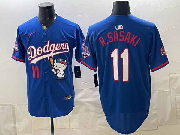 Dodgers #11 Roki Sasaki Royal Blue Hello Kitty Baseball Jersey New Cool Base Stitched MLB Jersey KKF047 – 2026–27