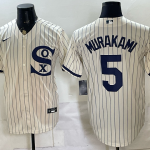 White Sox #5 Munetaka Murakami Cream Pinstripe Throwback Baseball Jersey New Cool Base Stitched MLB Jersey KKF048 – 2026–27