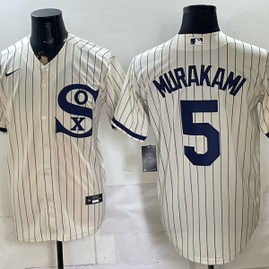 White Sox #5 Munetaka Murakami Cream Pinstripe Throwback Baseball Jersey New Cool Base Stitched MLB Jersey KKF049 – 2026–27
