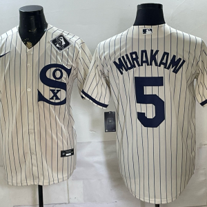 White Sox #5 Munetaka Murakami Cream Pinstripe Throwback Baseball Jersey New Cool Base Stitched MLB Jersey KKF050 – 2026–27