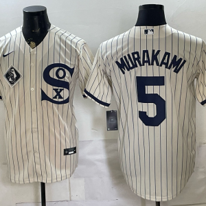 White Sox #5 Munetaka Murakami Cream Pinstripe Throwback Baseball Jersey New Cool Base Stitched MLB Jersey KKF051 – 2026–27