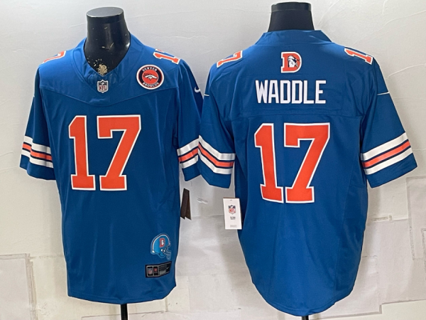 Broncos #17 Jaylen Waddle Royal Blue Throwback Football Jersey Men’s Stitched NFL Elite Jersey KKE004 – 2026–27