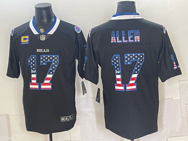 Bills #17 Josh Allen Navy Blue Stars and Stripes Football Jersey Men’s Stitched NFL Elite Jersey KKE005 – 2026–27