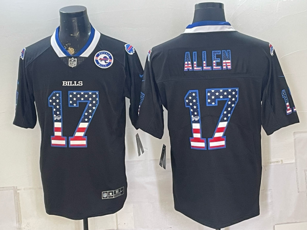 Bills #17 Josh Allen Navy Blue Stars and Stripes Football Jersey Men’s Stitched NFL Elite Jersey KKE007 – 2026–27