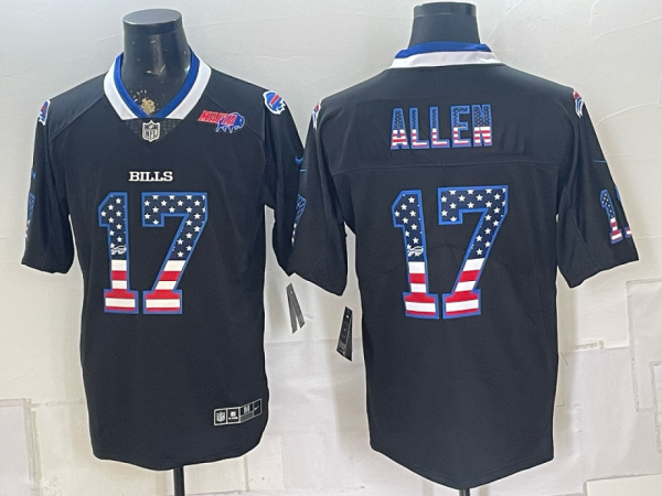 Bills #17 Josh Allen Navy Blue Stars and Stripes Football Jersey Men’s Stitched NFL Elite Jersey KKE009 – 2026–27