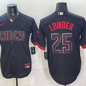 yp251513867-021 Reds #25 Rhett Lowder Black Alternate Baseball Jersey New Cool Base Stitched MLB Jersey KKE021 – 2026–27