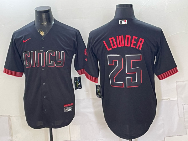 Reds #25 Rhett Lowder Black Alternate Baseball Jersey New Cool Base Stitched MLB Jersey KKE021 – 2026–27
