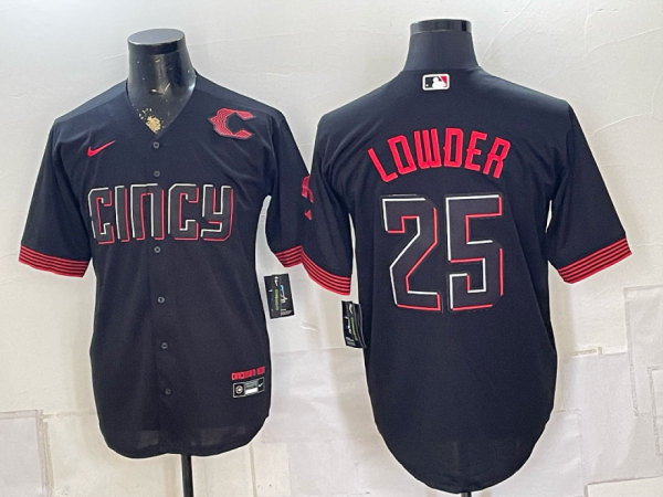Reds #25 Rhett Lowder Black Alternate Baseball Jersey New Cool Base Stitched MLB Jersey KKE022 – 2026–27