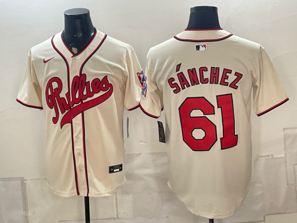 yp251513867-038 Phillies #61 Cristopher Sánchez Cream Vintage Baseball Jersey New Cool Base Stitched MLB Jersey KKE038 – 2026–27