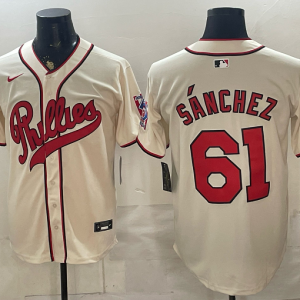 Phillies #61 Cristopher Sánchez Cream Vintage Baseball Jersey New Cool Base Stitched MLB Jersey KKE040 – 2026–27