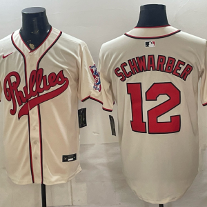Phillies #12 Kyle Schwarber Cream Vintage Baseball Jersey New Cool Base Stitched MLB Jersey KKE042 – 2026–27