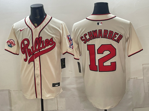 yp251513867-042 Phillies #12 Kyle Schwarber Cream Vintage Baseball Jersey New Cool Base Stitched MLB Jersey KKE042 – 2026–27