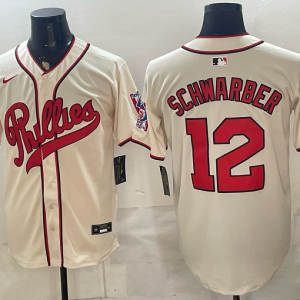 Phillies #12 Kyle Schwarber Cream Vintage Baseball Jersey New Cool Base Stitched MLB Jersey KKE043 – 2026–27