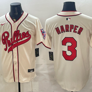 Phillies #3 Bryce Harper Cream Vintage Baseball Jersey New Cool Base Stitched MLB Jersey KKE044 – 2026–27