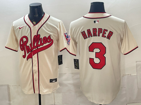 Phillies #3 Bryce Harper Cream Vintage Baseball Jersey New Cool Base Stitched MLB Jersey KKE044 – 2026–27