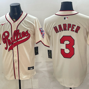 Phillies #3 Bryce Harper Cream Vintage Baseball Jersey New Cool Base Stitched MLB Jersey KKE045 – 2026–27