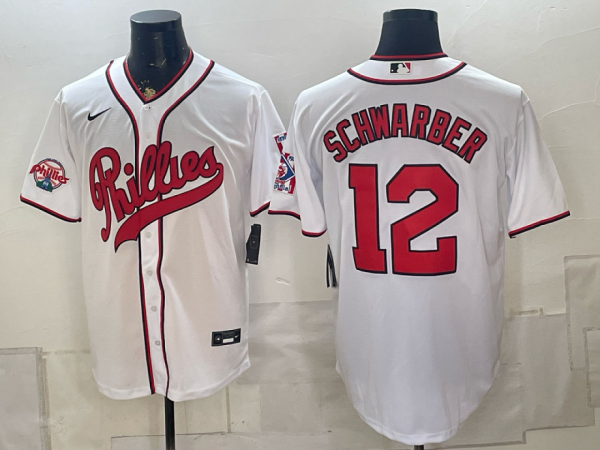 Phillies #12 Kyle Schwarber White Classic Baseball Jersey New Cool Base Stitched MLB Jersey KKE048 – 2026–27