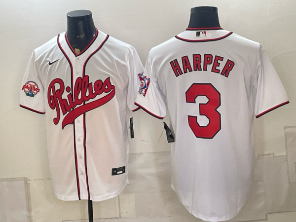 Phillies #3 Bryce Harper White Classic Baseball Jersey New Cool Base Stitched MLB Jersey KKE051 – 2026–27