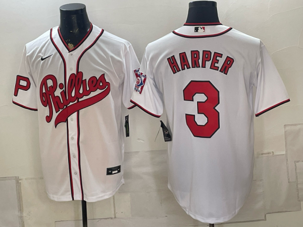 Phillies #3 Bryce Harper White Classic Baseball Jersey New Cool Base Stitched MLB Jersey KKE052 – 2026–27
