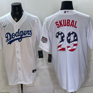 Dodgers #29 Tarik Skubal White Commemorative Patch Baseball Jersey New Cool Base Stitched MLB Jersey KKE053 – 2026–27