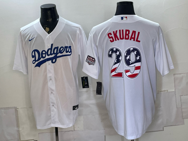 Dodgers #29 Tarik Skubal White Commemorative Patch Baseball Jersey New Cool Base Stitched MLB Jersey KKE053 – 2026–27