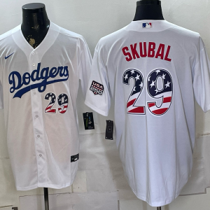 Dodgers #29 Tarik Skubal White Commemorative Patch Baseball Jersey New Cool Base Stitched MLB Jersey KKE054 – 2026–27