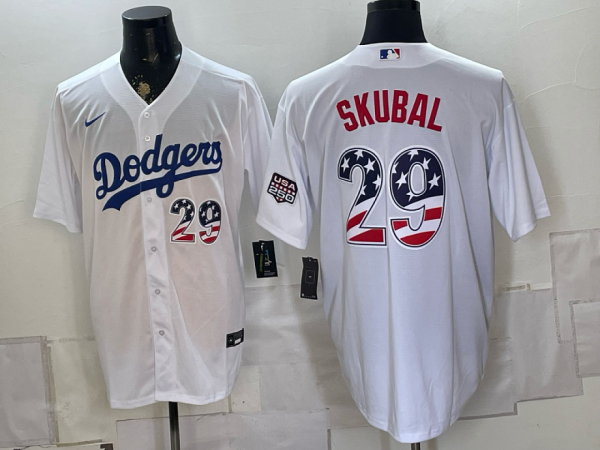 yp251513867-054 Dodgers #29 Tarik Skubal White Commemorative Patch Baseball Jersey New Cool Base Stitched MLB Jersey KKE054 – 2026–27