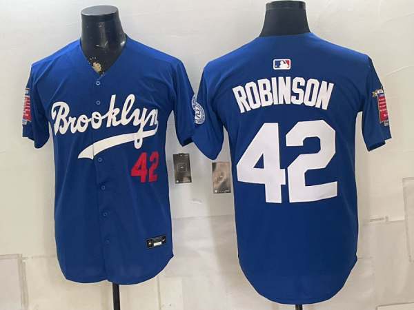 yp251513867-055 Dodgers #42 Jackie Robinson Royal Blue Brooklyn Throwback Baseball Jersey New Cool Base Stitched MLB Jersey KKE055 – 2026–27
