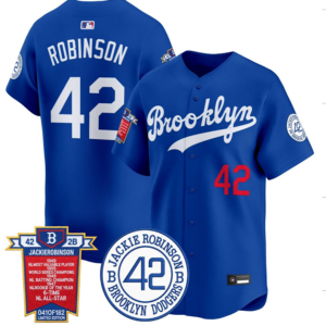 Dodgers #42 Jackie Robinson Royal Blue Brooklyn Throwback Baseball Jersey New Cool Base Stitched MLB Jersey KKE056 – 2026–27