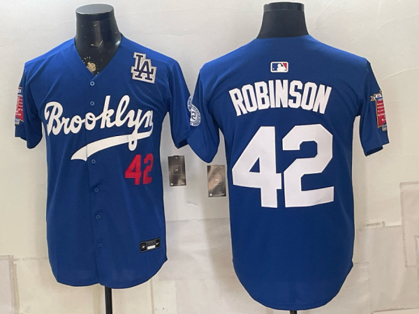 Dodgers #42 Jackie Robinson Royal Blue Brooklyn Throwback Baseball Jersey New Cool Base Stitched MLB Jersey KKE057 – 2026–27