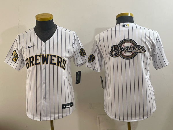 Brewers White Pinstripe Vintage Baseball Jersey New Cool Base Stitched MLB Jersey KKE067 – 2026–27