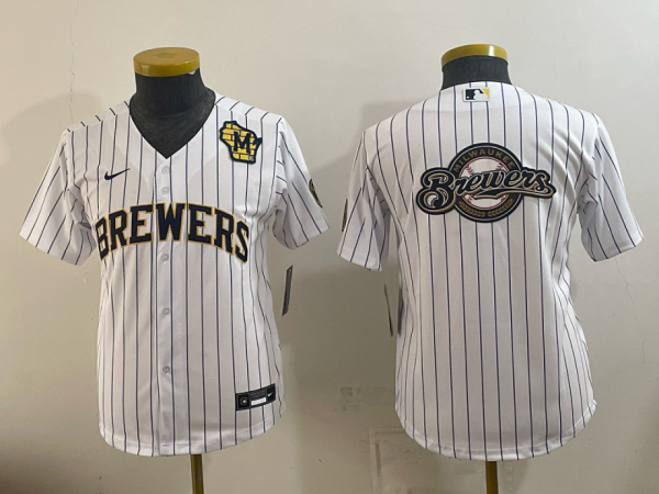 Brewers White Pinstripe Vintage Baseball Jersey New Cool Base Stitched MLB Jersey KKE068 – 2026–27