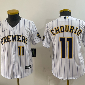 Brewers #11 Jackson Chourio White Pinstripe Vintage Baseball Jersey New Cool Base Stitched MLB Jersey KKE071 – 2026–27